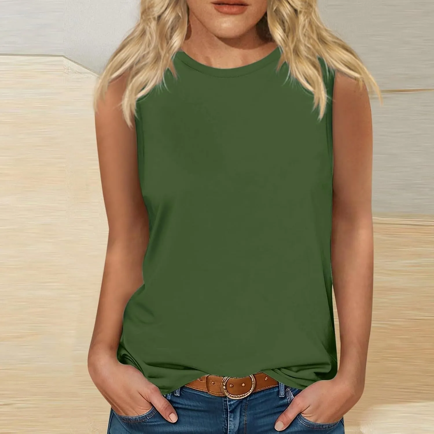 Womens Cute Tank Tops Trendy Sleeveless Oversized Tee Scoop Neck Soft Loose Casual 2025 Summer Flowy Shirts