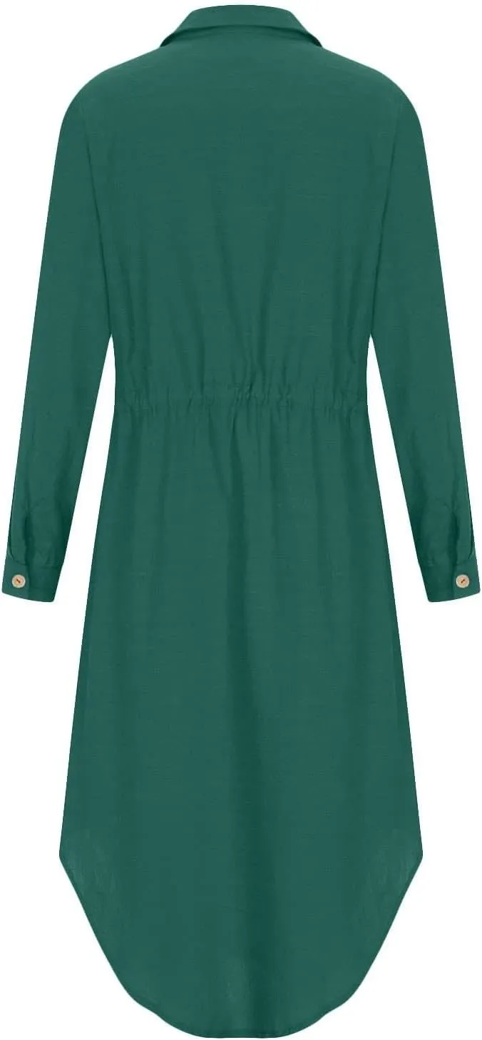 Womens Dress Summer Casual Short Sleeve Button Down Shirt Dresses Beach Cover Up Sundress with Pockets