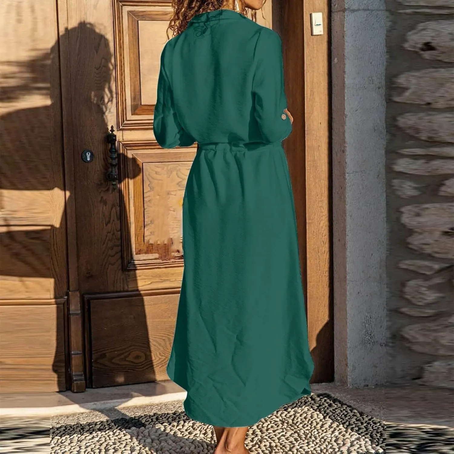 Womens Dress Summer Casual Short Sleeve Button Down Shirt Dresses Beach Cover Up Sundress with Pockets