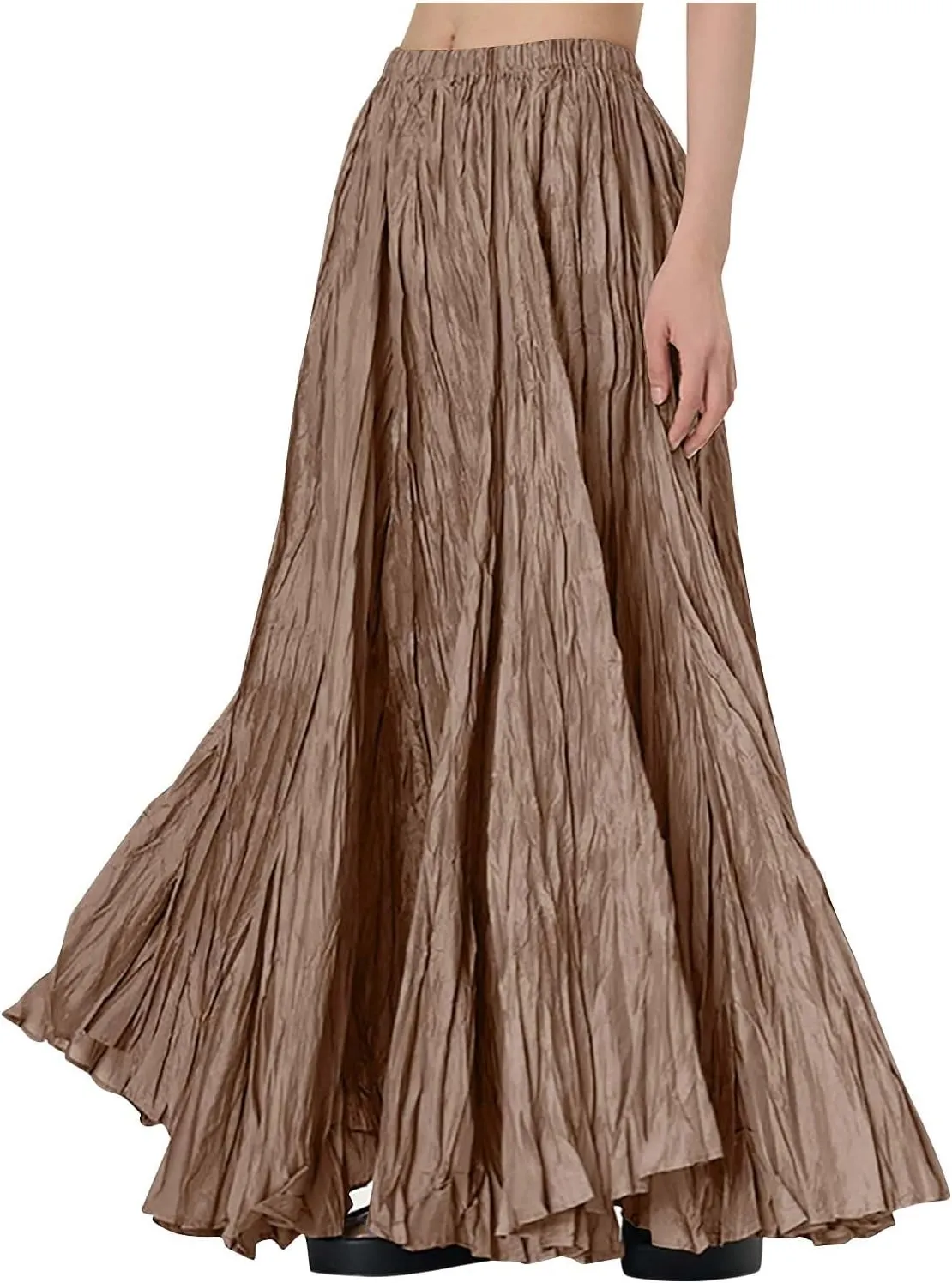 Women's Eleganti Skirts Fluttering Drapey Crinkle Slim Waist Plus Hem Loose Skirt Midi Dress Walking Daily Wear