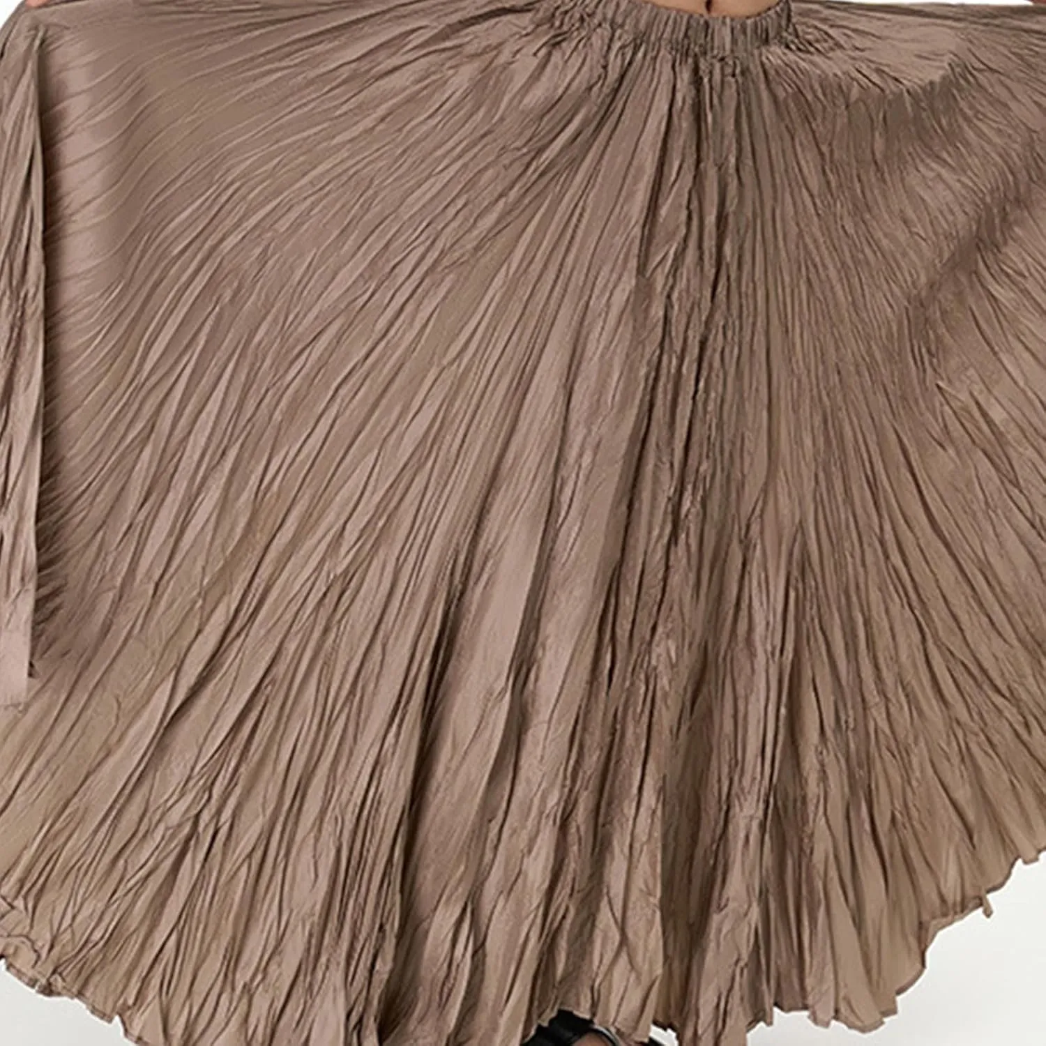 Women's Eleganti Skirts Fluttering Drapey Crinkle Slim Waist Plus Hem Loose Skirt Midi Dress Walking Daily Wear