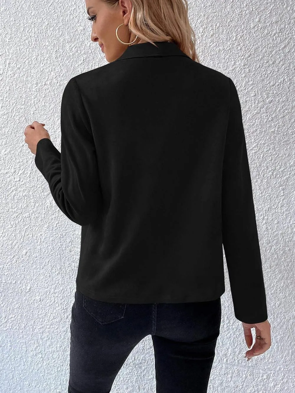 Women's Fall Casual Faux Suede Jackets Long Sleeve Open Front Lightweight Bomber Jacket Cropped Coats