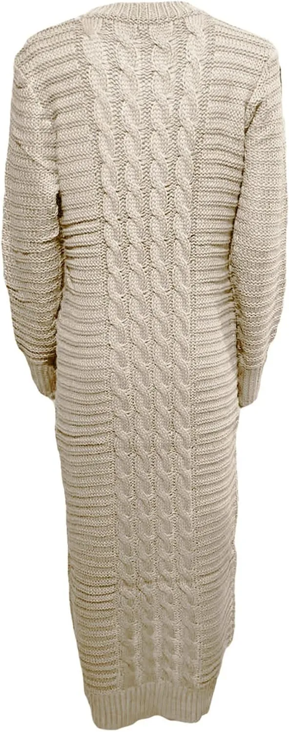 Women's Fall Winter Casual Trendy Crew Neck Long Sleeve Bodycon Knit Sweater Dress Plus Size, S-3XL