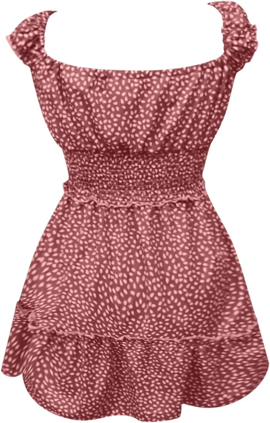 Women's Floral Smocked Tiered Ruffle Dress Pleated High Waist Sweetheart Neckline Mini Dresses Short Sundress