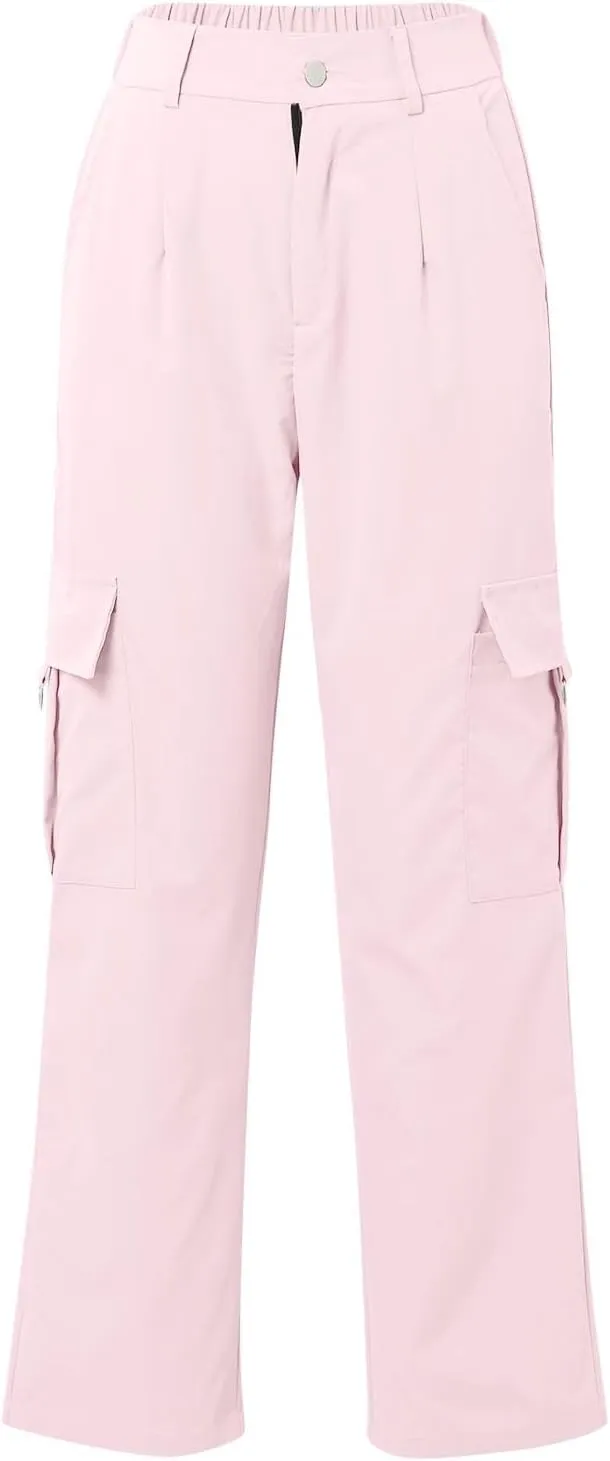Women's Hiking Wide Leg Cargo Pants Lightweight Quick Dry Outdoor Buttons High Waisted Workout Pants with Pockets