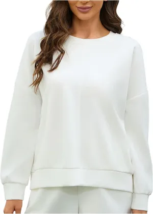 Women's Lightweight Crewneck Oversized Sweatshirt 2025 Casual Trendy Long Sleeve Pullover for Spring Fall