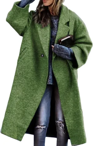 Womens Notch Lapel Single Breasted Color Block Printing Casual Long Sleeve Lapel Blazer Slim Mid Long Trench Coat Jacket