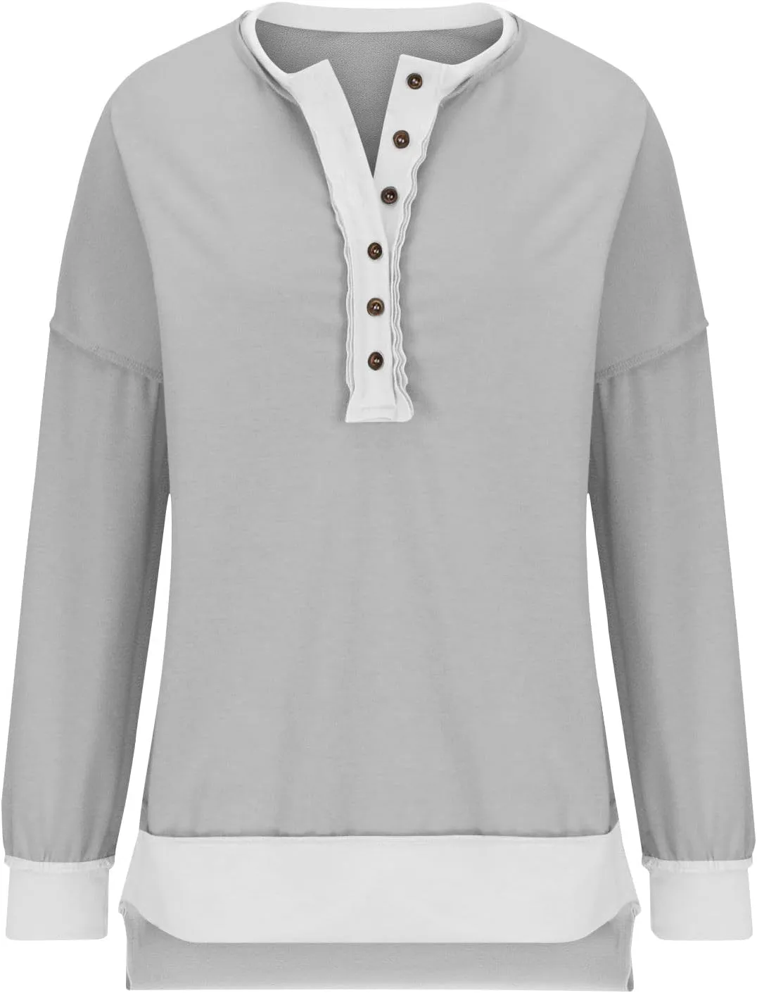 Women's Oversized Sweatshirt Casual Trendy Long Sleeve Button V Neck Pullover Tunic Tops Fall Fashion Outfits