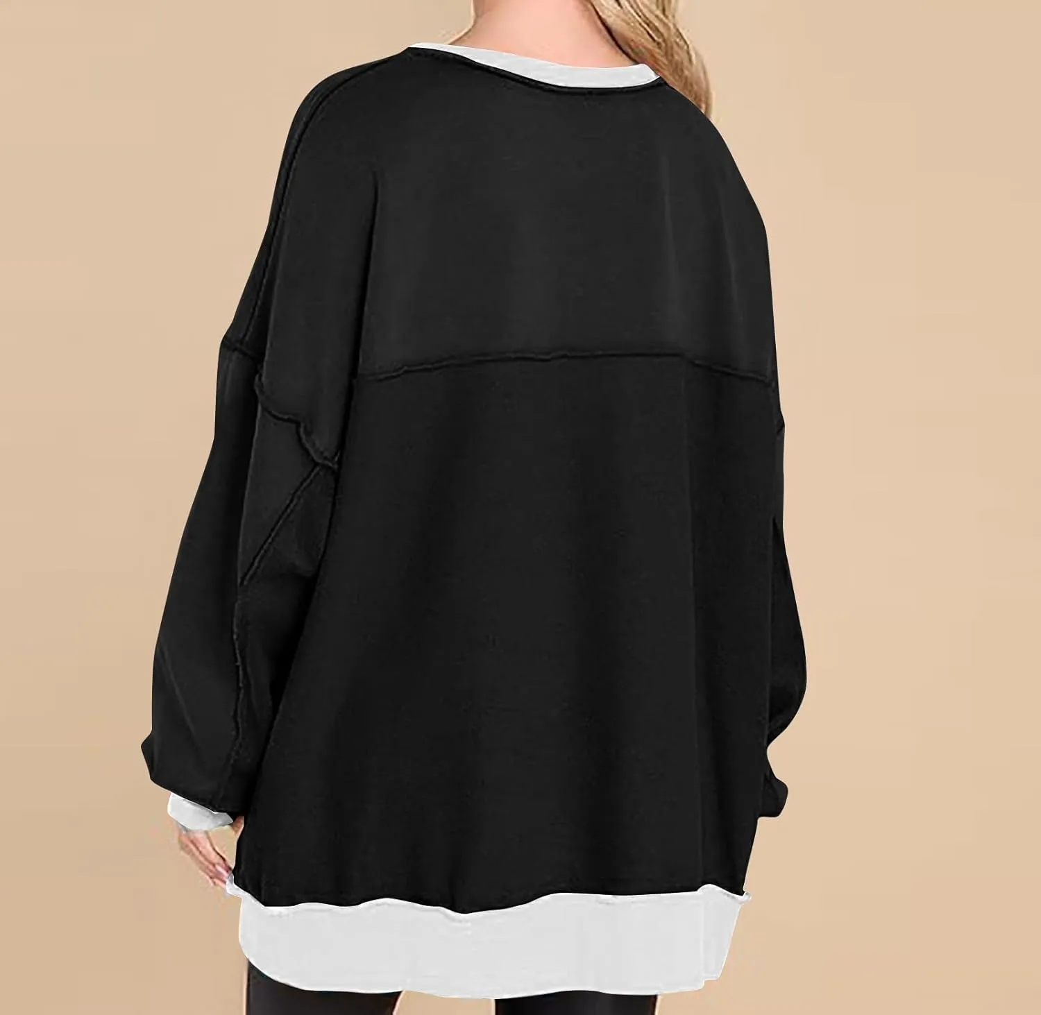 Women's Oversized Sweatshirt Casual Trendy Long Sleeve Button V Neck Pullover Tunic Tops Fall Fashion Outfits