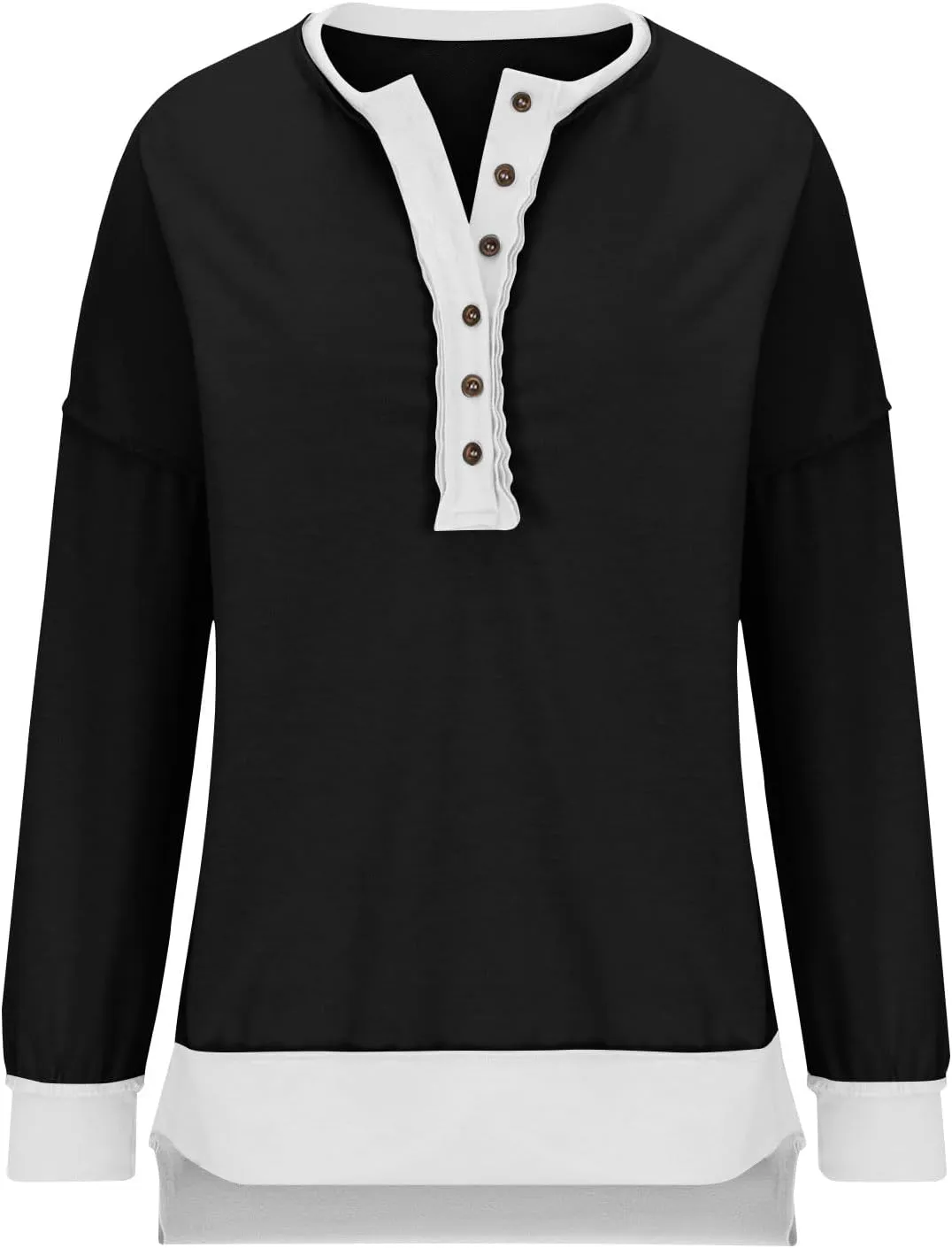 Women's Oversized Sweatshirt Casual Trendy Long Sleeve Button V Neck Pullover Tunic Tops Fall Fashion Outfits