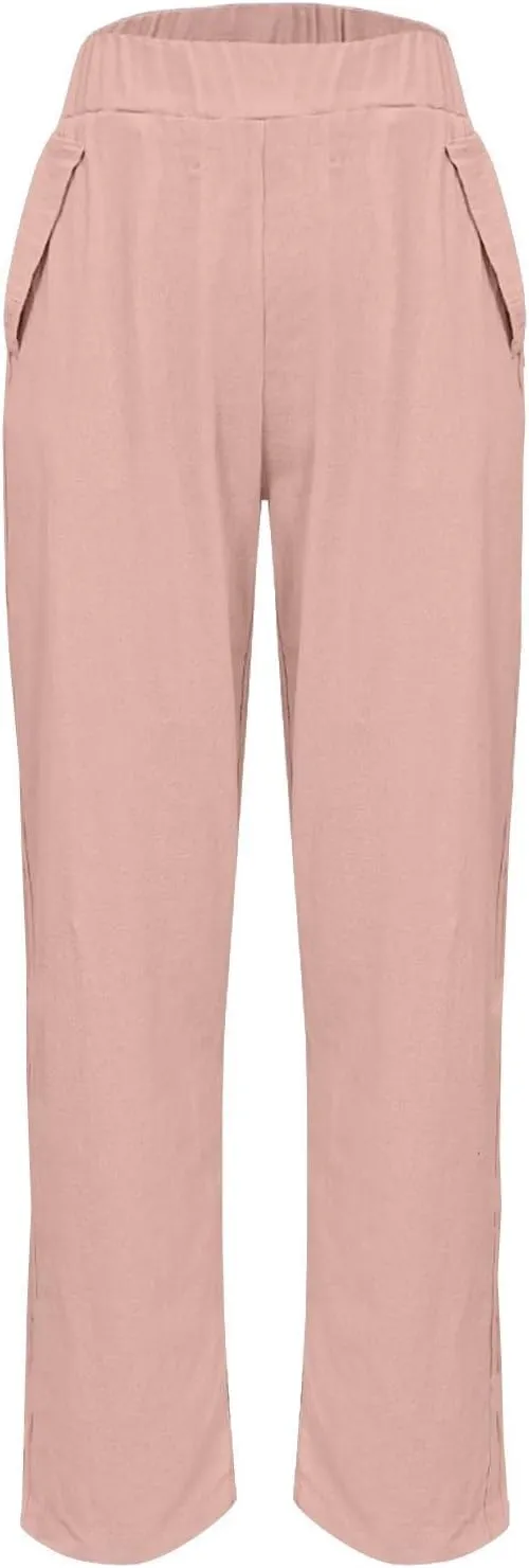 Women's Pants, Peasant Pants Casual Trendy Linen Straight Leg 2025 Teacher Women