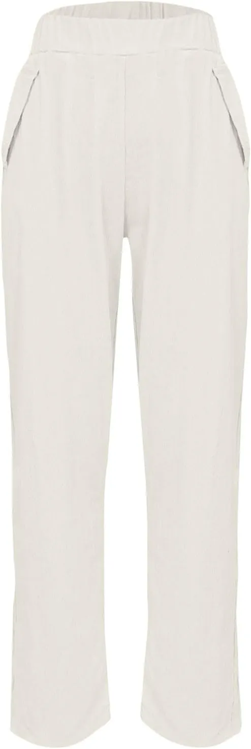 Women's Pants, Peasant Pants Casual Trendy Linen Straight Leg 2025 Teacher Women