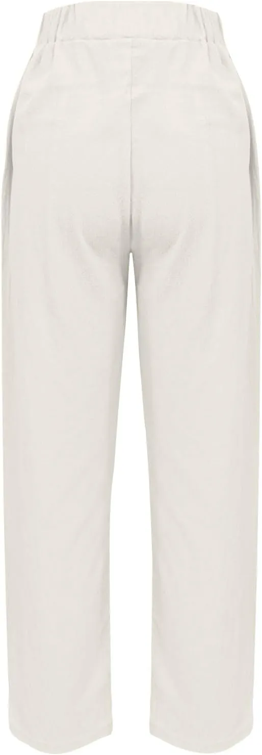 Women's Pants, Peasant Pants Casual Trendy Linen Straight Leg 2025 Teacher Women
