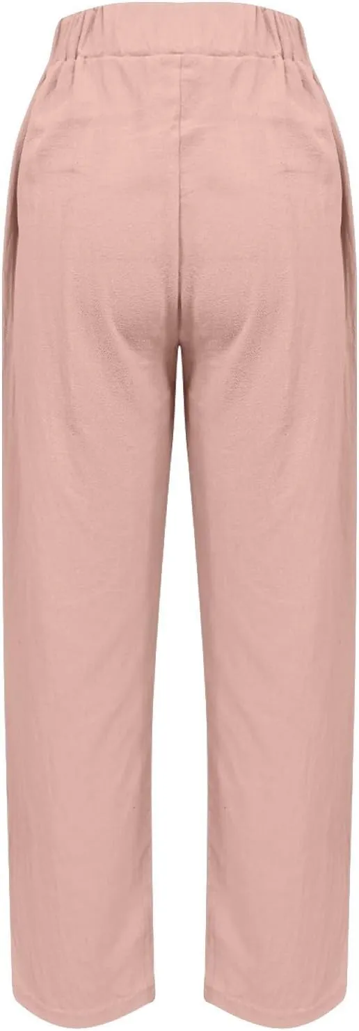 Women's Pants, Peasant Pants Casual Trendy Linen Straight Leg 2025 Teacher Women
