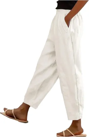 Women's Pants, Peasant Pants Casual Trendy Linen Straight Leg 2025 Teacher Women