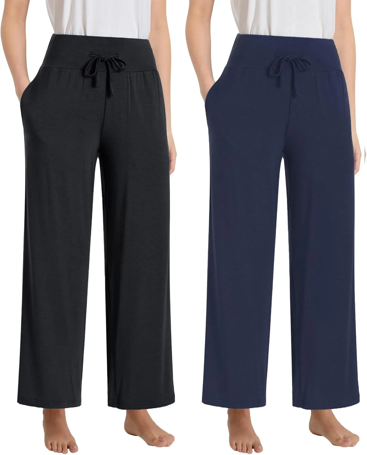 Women's Petite Lounge Pants With Pockets Wide Leg