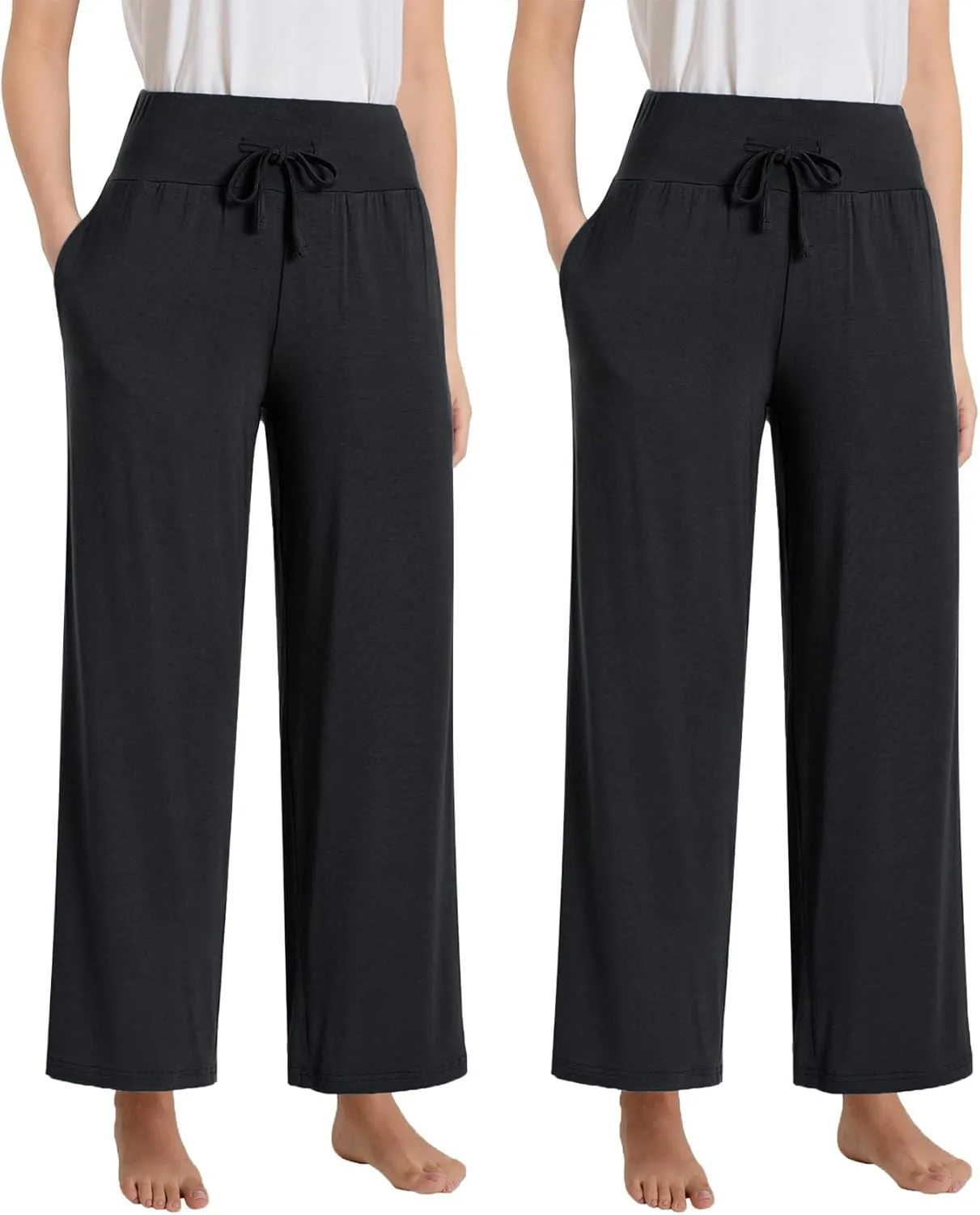 Women's Petite Lounge Pants With Pockets Wide Leg