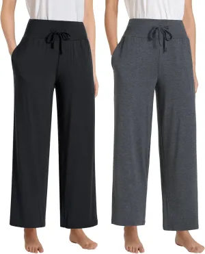 Women's Petite Lounge Pants With Pockets Wide Leg