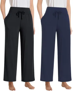 Women's Petite Lounge Pants With Pockets Wide Leg