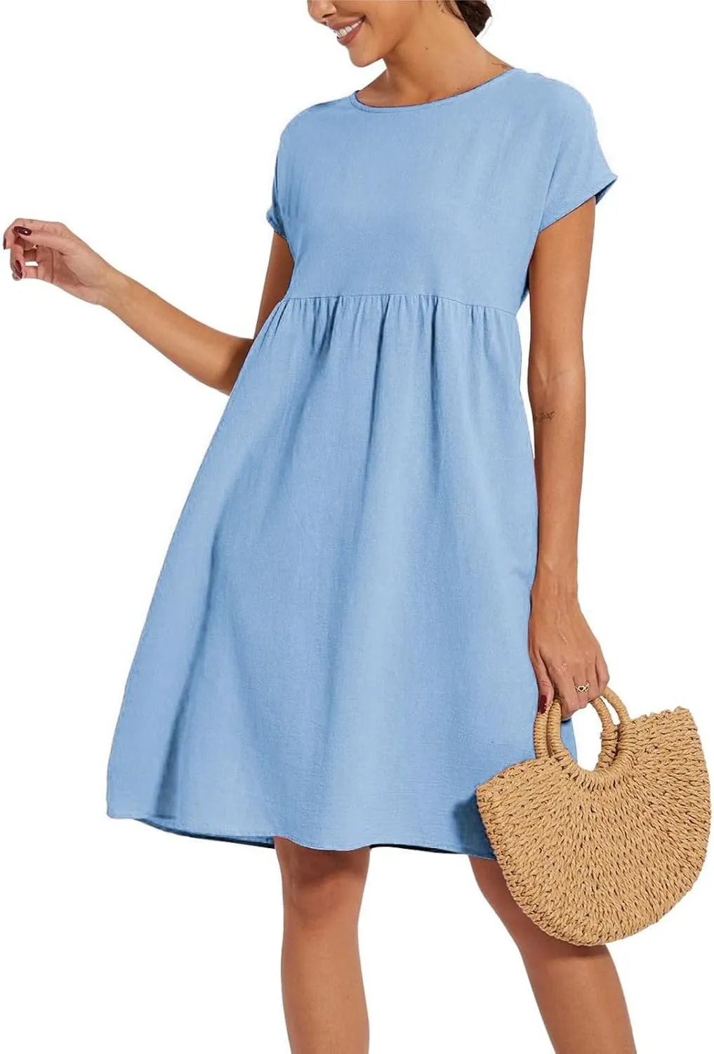 Women's Plus Size Summer Dresses Casual T Shirt Dress 2025 Summer Crewneck Short Sleeve Swing Dresses with Pockets