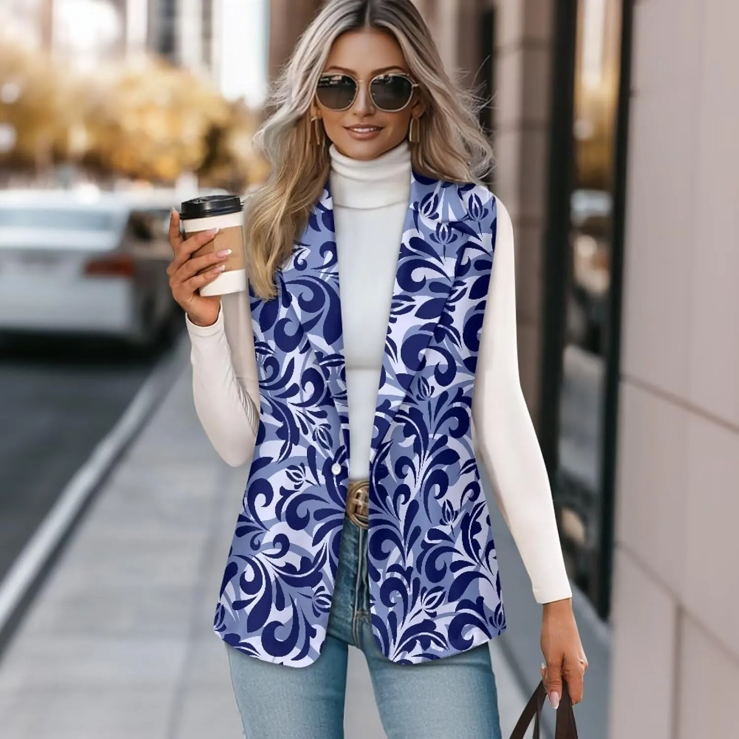 Women's Sleeveless Vest Casual Trendy 2025 One Button Open Front Blazer Suit (Available in S-5XL Size)