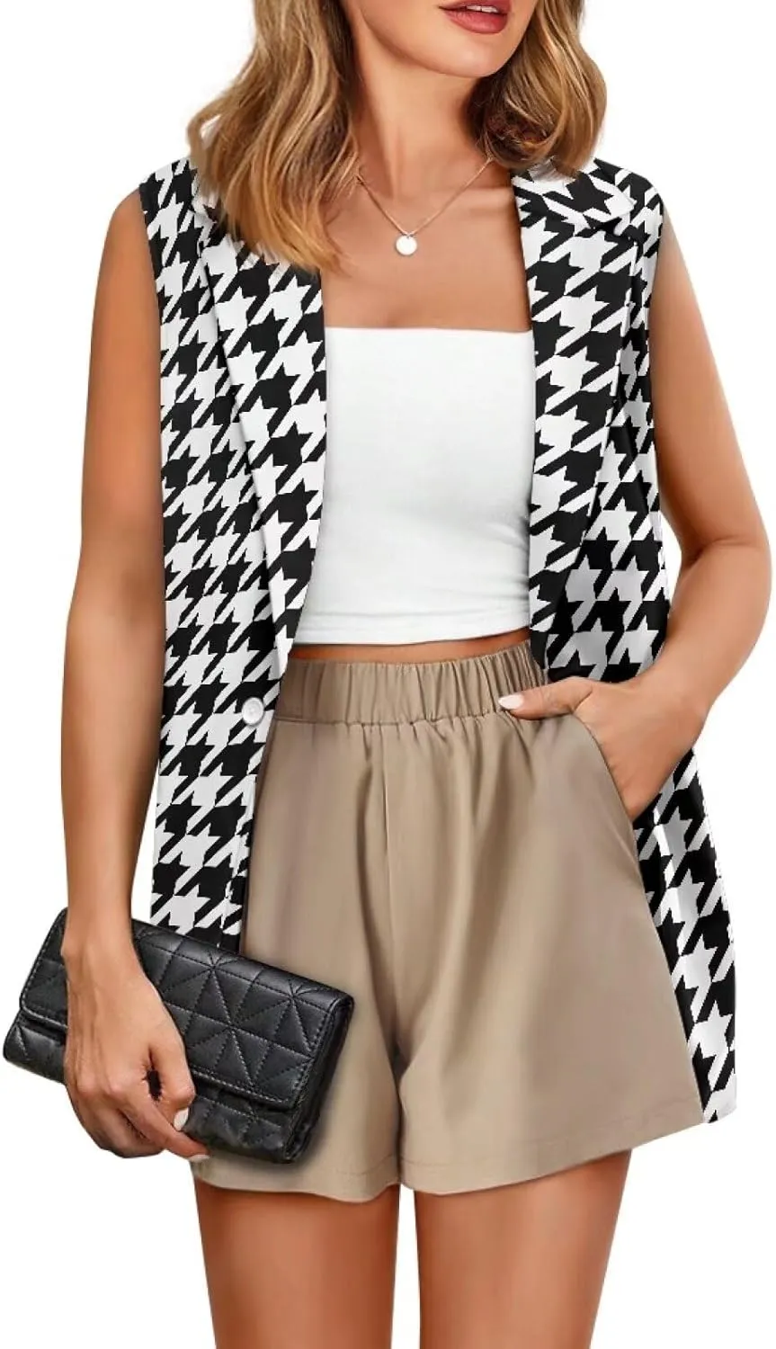 Women's Sleeveless Vest Casual Trendy 2025 One Button Open Front Blazer Suit (Available in S-5XL Size)
