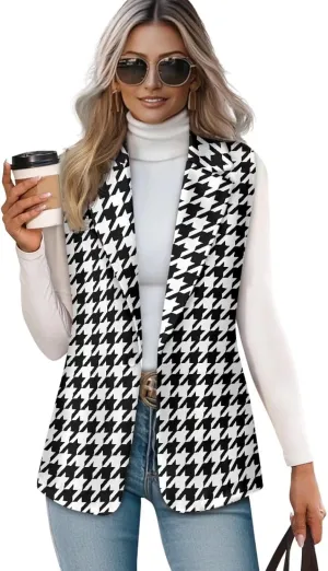 Women's Sleeveless Vest Casual Trendy 2025 One Button Open Front Blazer Suit (Available in S-5XL Size)