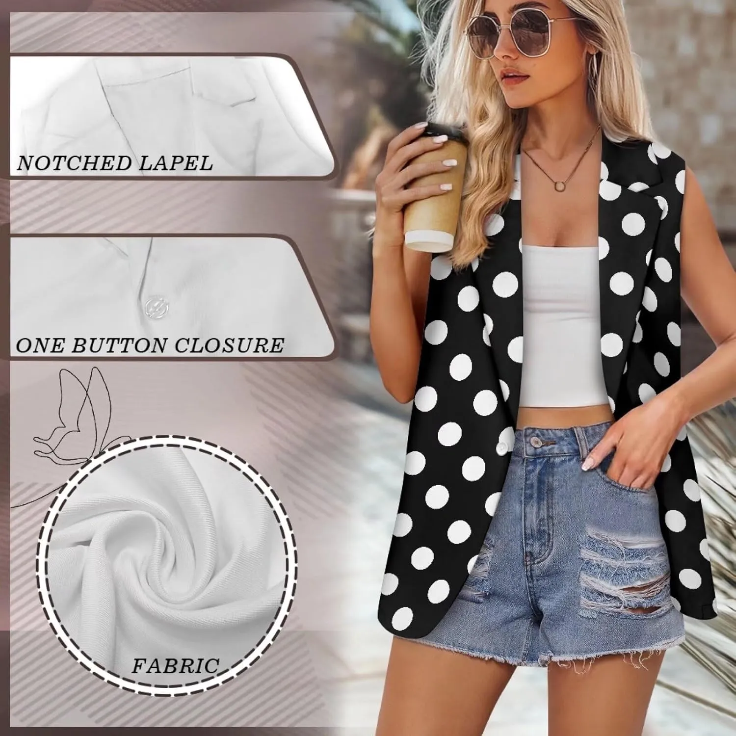 Women's Sleeveless Vest Casual Trendy 2025 One Button Open Front Blazer Suit (Available in S-5XL Size)