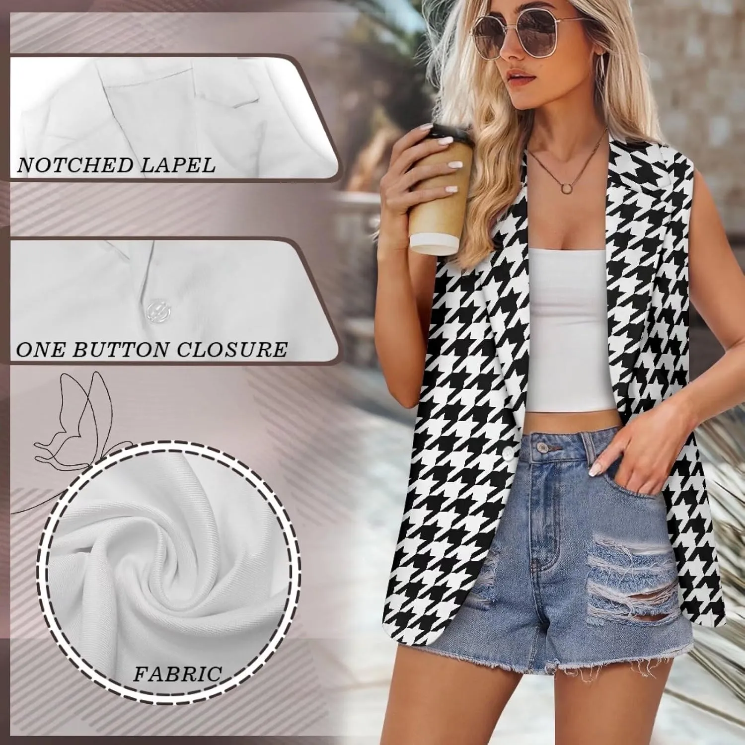 Women's Sleeveless Vest Casual Trendy 2025 One Button Open Front Blazer Suit (Available in S-5XL Size)