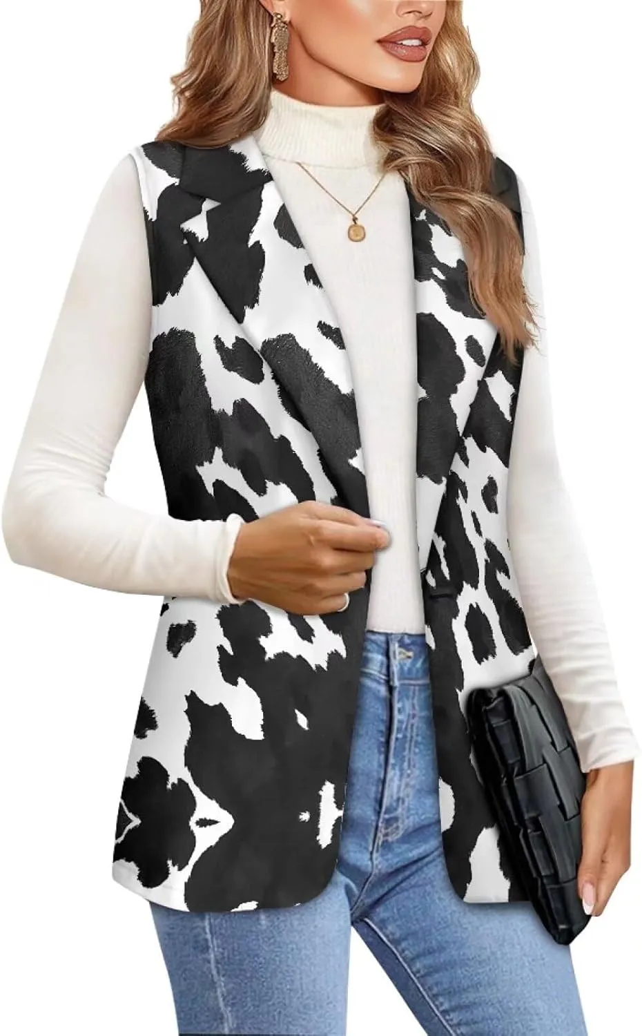 Women's Sleeveless Vest Casual Trendy 2025 One Button Open Front Blazer Suit (Available in S-5XL Size)