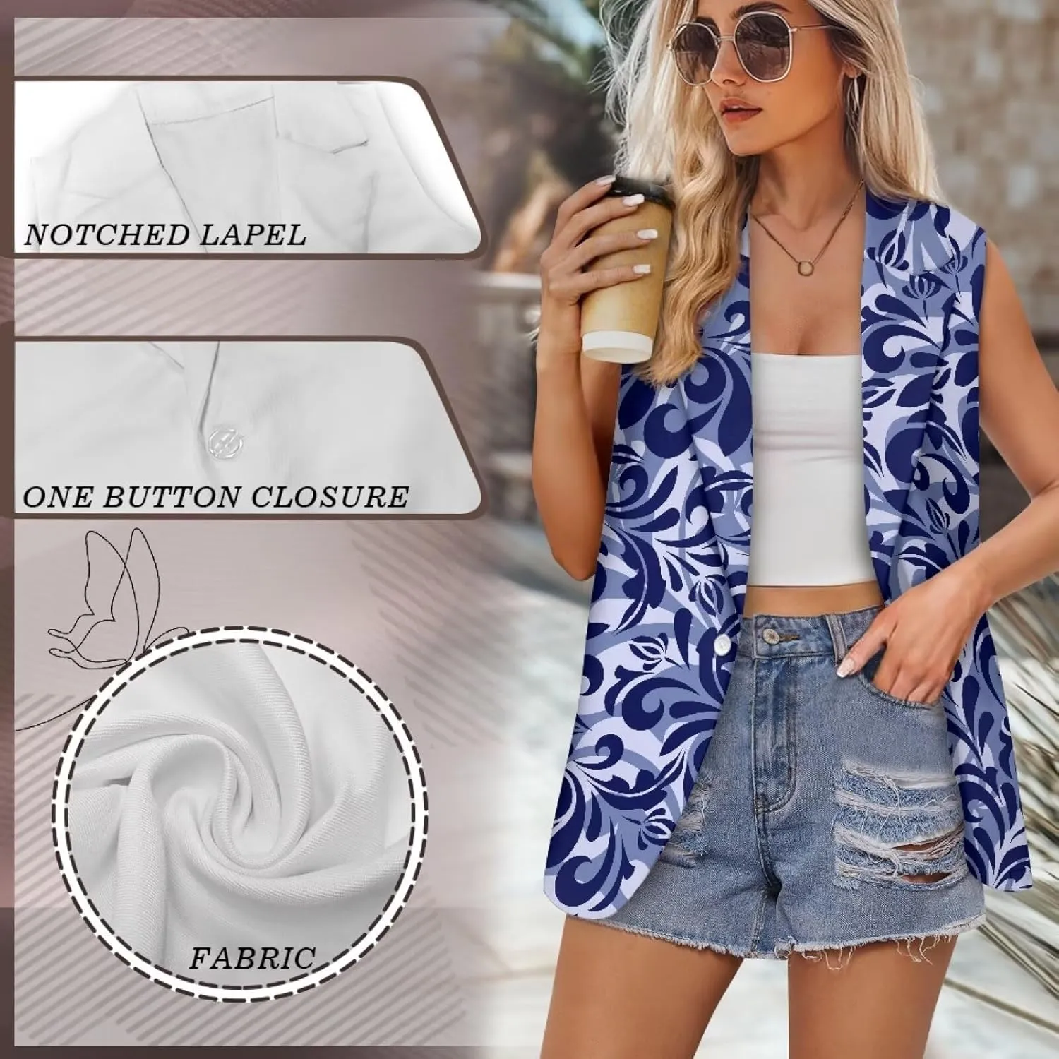 Women's Sleeveless Vest Casual Trendy 2025 One Button Open Front Blazer Suit (Available in S-5XL Size)