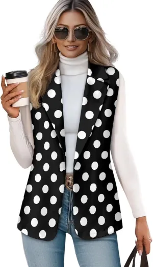 Women's Sleeveless Vest Casual Trendy 2025 One Button Open Front Blazer Suit (Available in S-5XL Size)