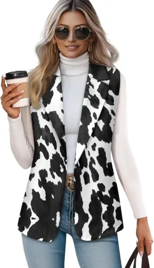 Women's Sleeveless Vest Casual Trendy 2025 One Button Open Front Blazer Suit (Available in S-5XL Size)