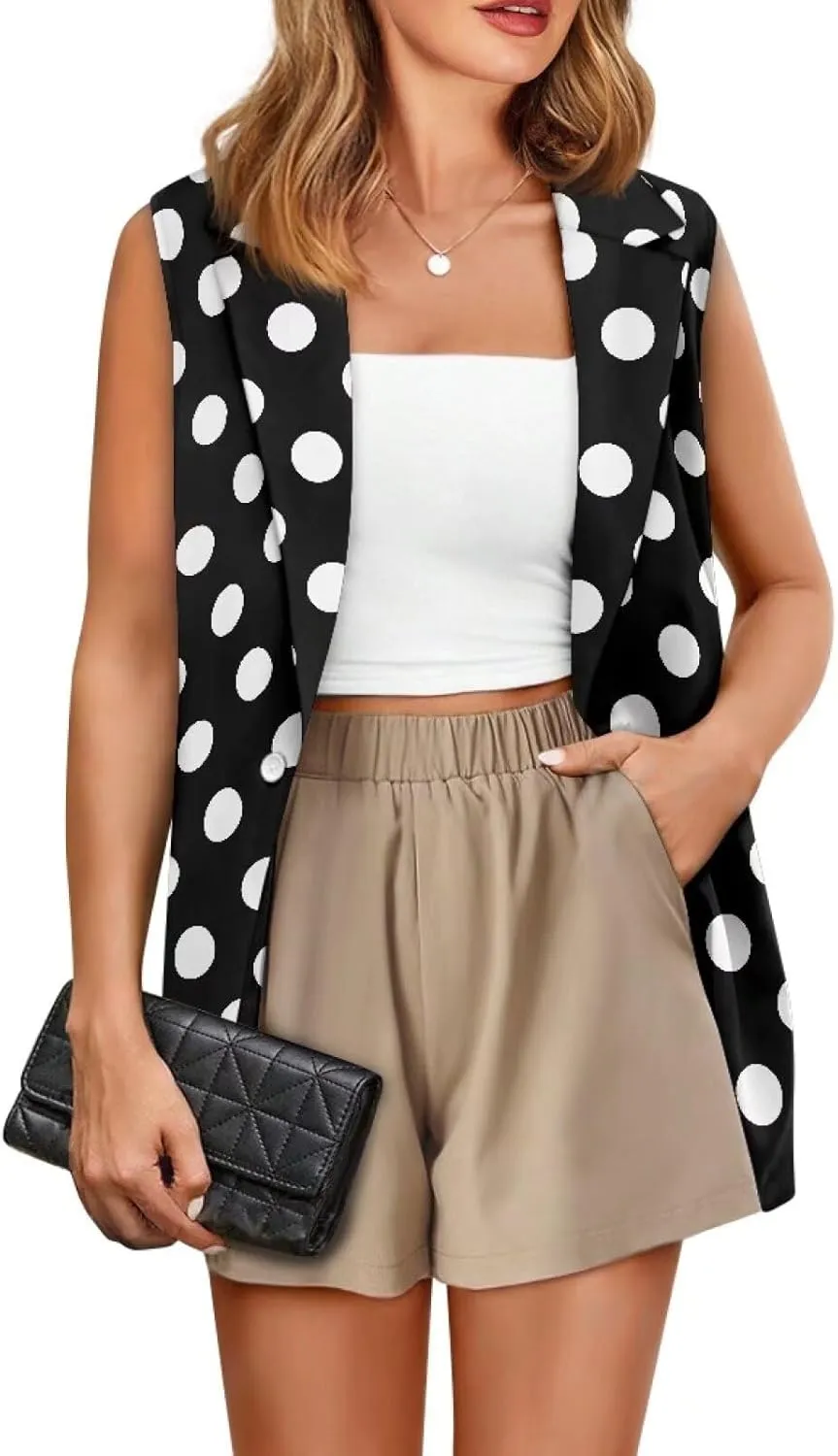 Women's Sleeveless Vest Casual Trendy 2025 One Button Open Front Blazer Suit (Available in S-5XL Size)