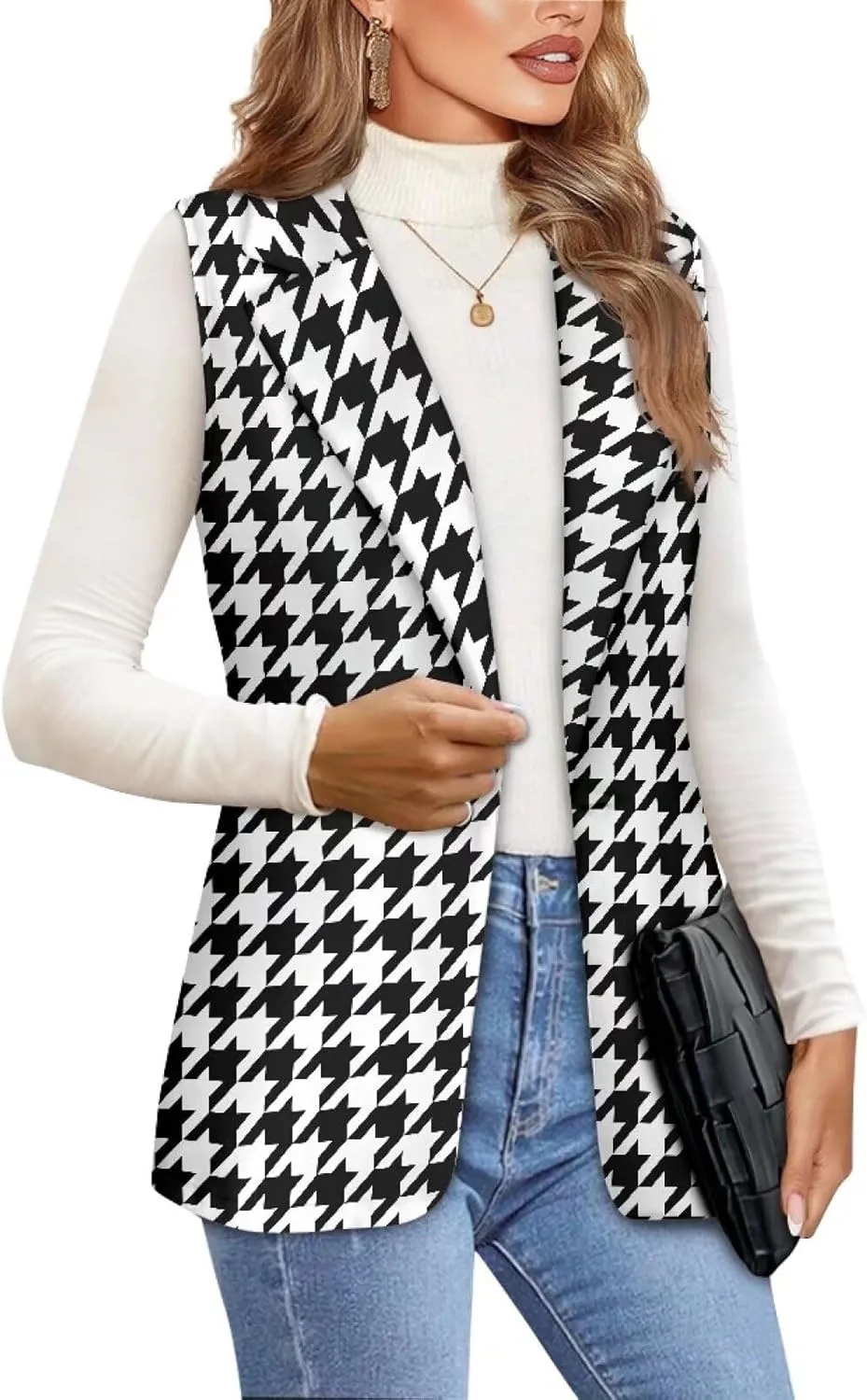 Women's Sleeveless Vest Casual Trendy 2025 One Button Open Front Blazer Suit (Available in S-5XL Size)