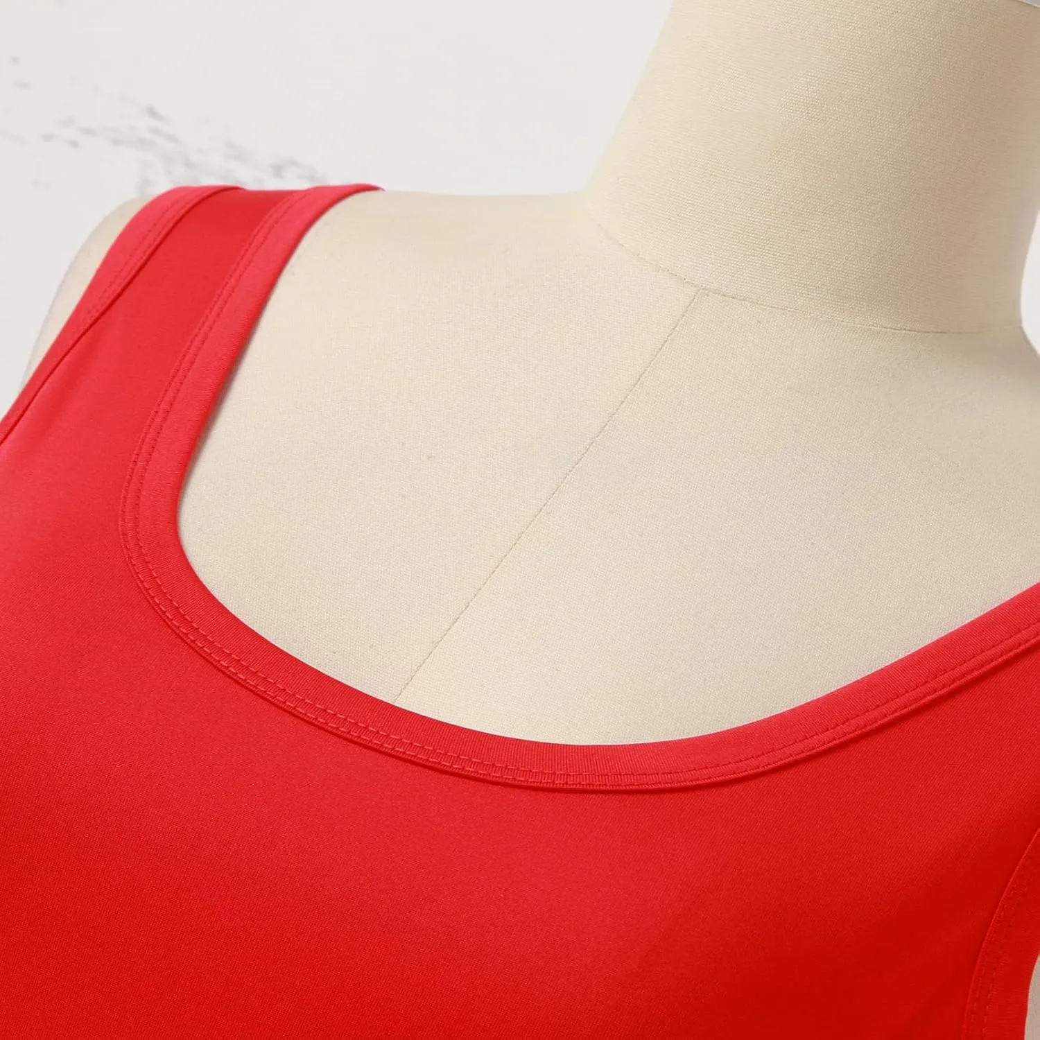 Women's Summer Casual Dresses Sleeveless Round Neck Short Tank Dress Knee Length A Line Beach Swing Skater Sundress