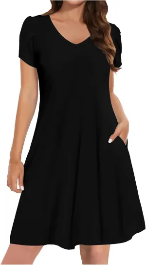 Womens Summer Dresses Casual Floral Sun Dresses Mini a-line Dress Flowy Beach Swing Dress 2025 Vacation with Pockets