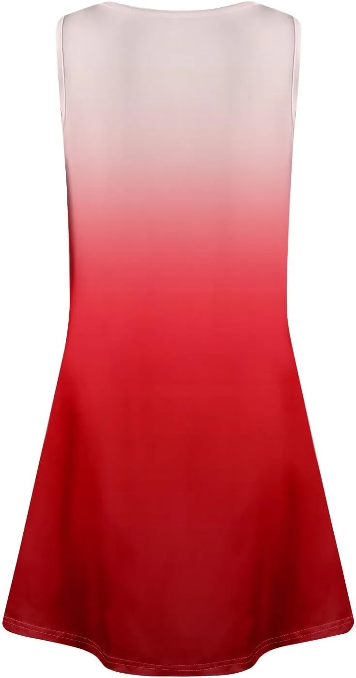 Womens Summer Dresses Casual Floral V Neck Sundresses for Women Beach Plus Size Tank Dress with Pockets
