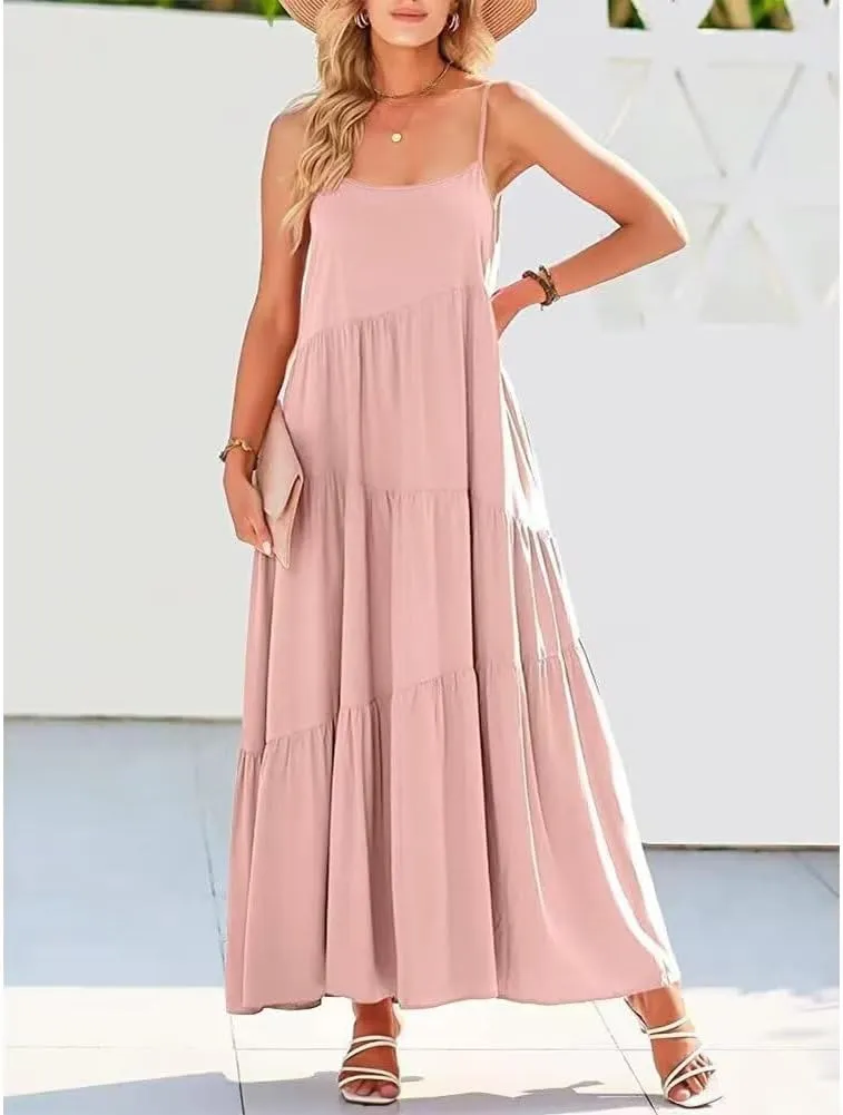 Womens Summer Dresses Spaghetti Strap Maxi Dresses for Women Boho Dress Sun Dresses for Women 2025