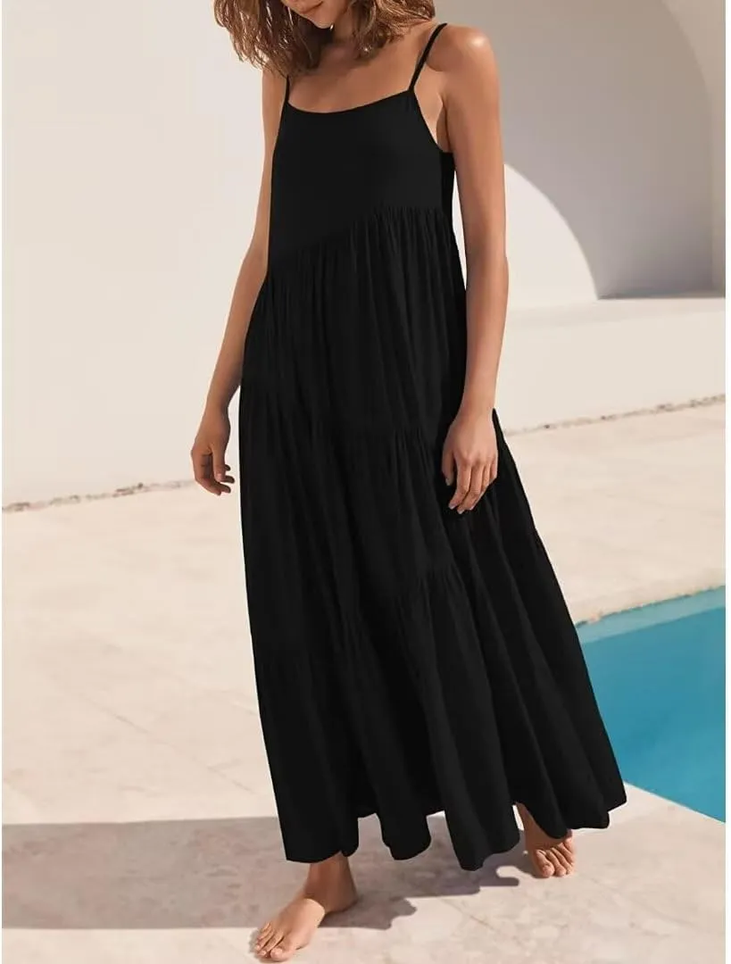 Womens Summer Dresses Spaghetti Strap Maxi Dresses for Women Boho Dress Sun Dresses for Women 2025