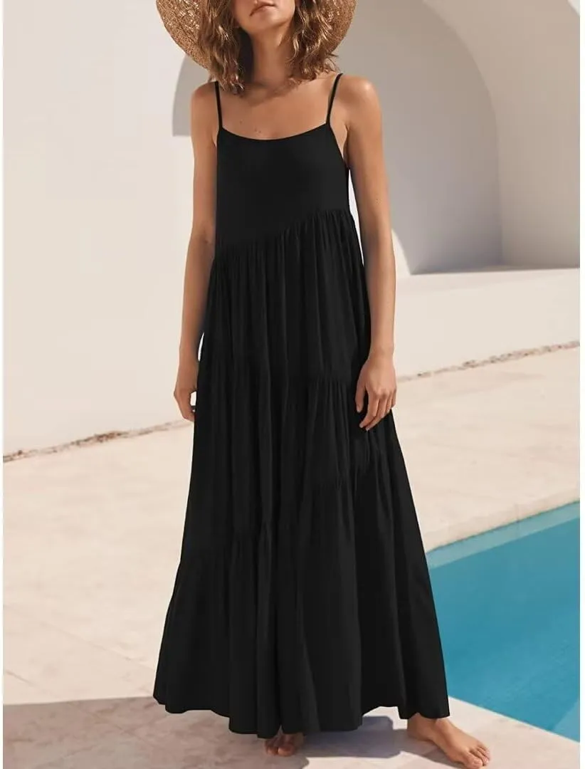 Womens Summer Dresses Spaghetti Strap Maxi Dresses for Women Boho Dress Sun Dresses for Women 2025