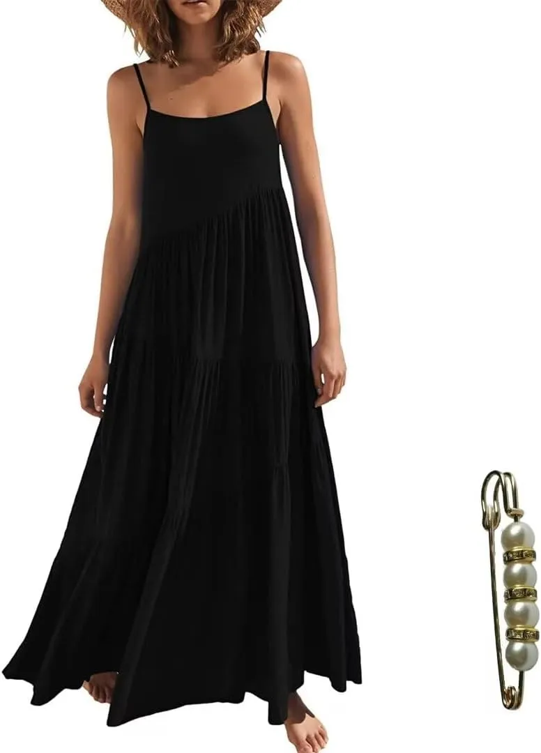 Womens Summer Dresses Spaghetti Strap Maxi Dresses for Women Boho Dress Sun Dresses for Women 2025
