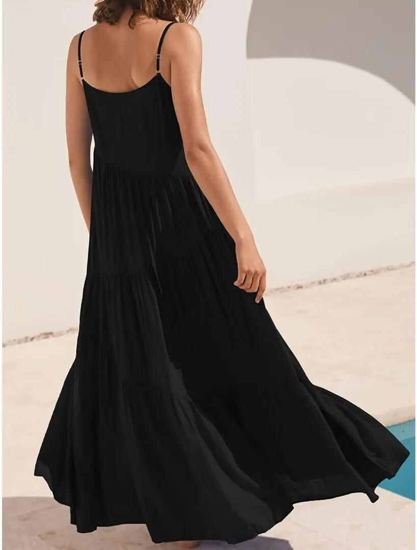 Womens Summer Dresses Spaghetti Strap Maxi Dresses for Women Boho Dress Sun Dresses for Women 2025