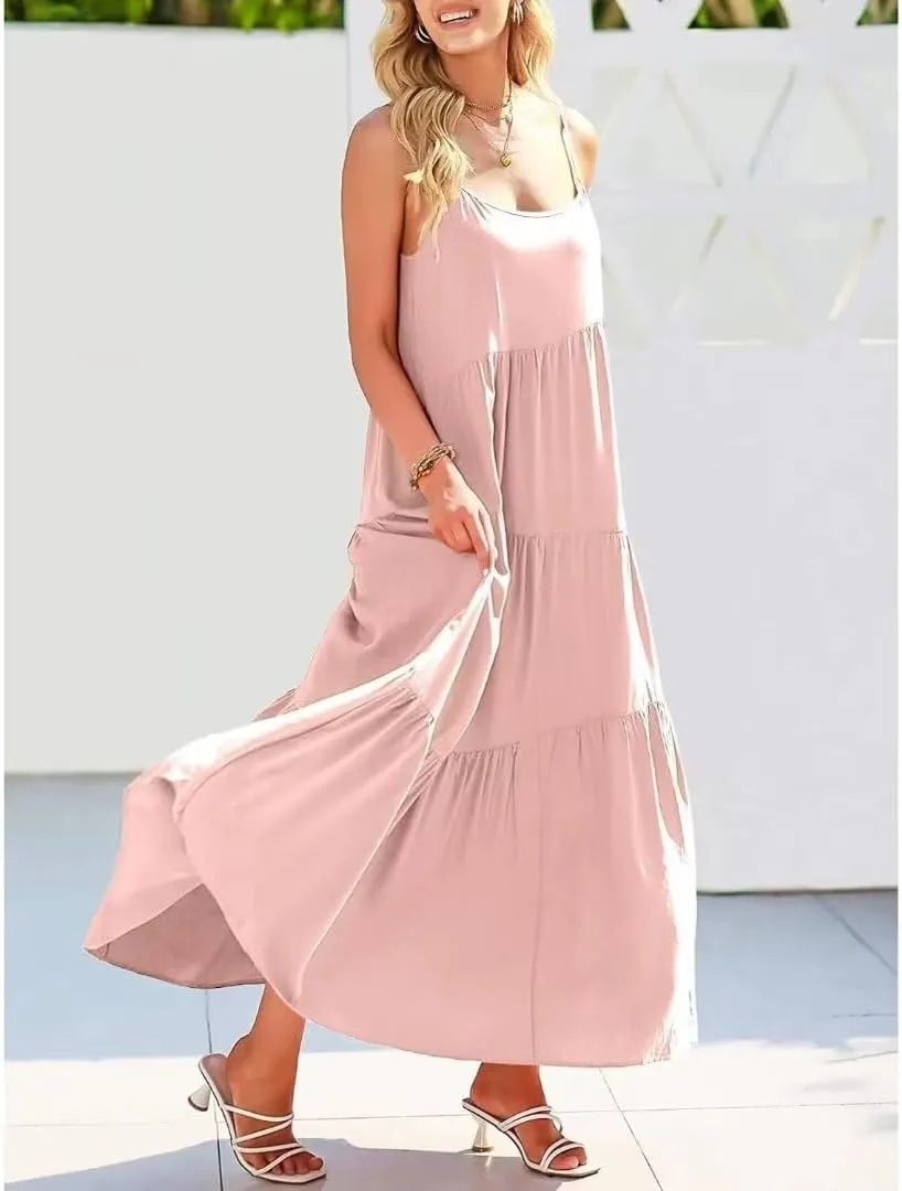 Womens Summer Dresses Spaghetti Strap Maxi Dresses for Women Boho Dress Sun Dresses for Women 2025