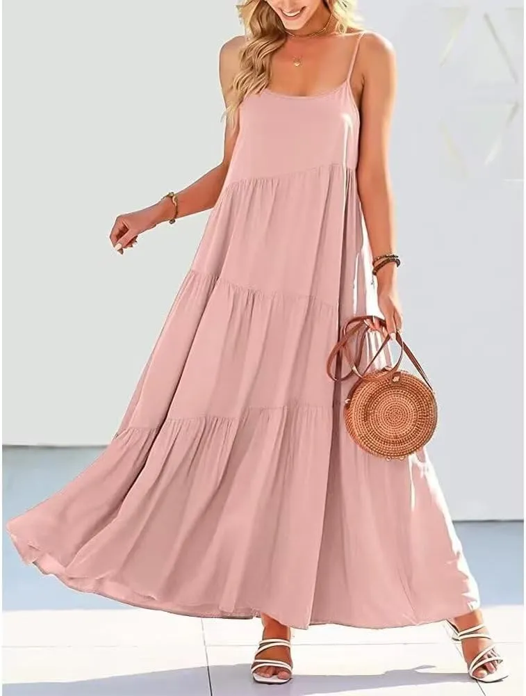 Womens Summer Dresses Spaghetti Strap Maxi Dresses for Women Boho Dress Sun Dresses for Women 2025