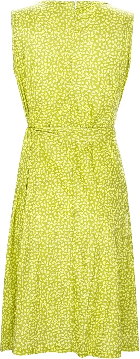 Womens Sun dress Summer Floral Short Sleeveless Wrap V Neck A-Line Midi Dress Beach Travel Vacation Outfits