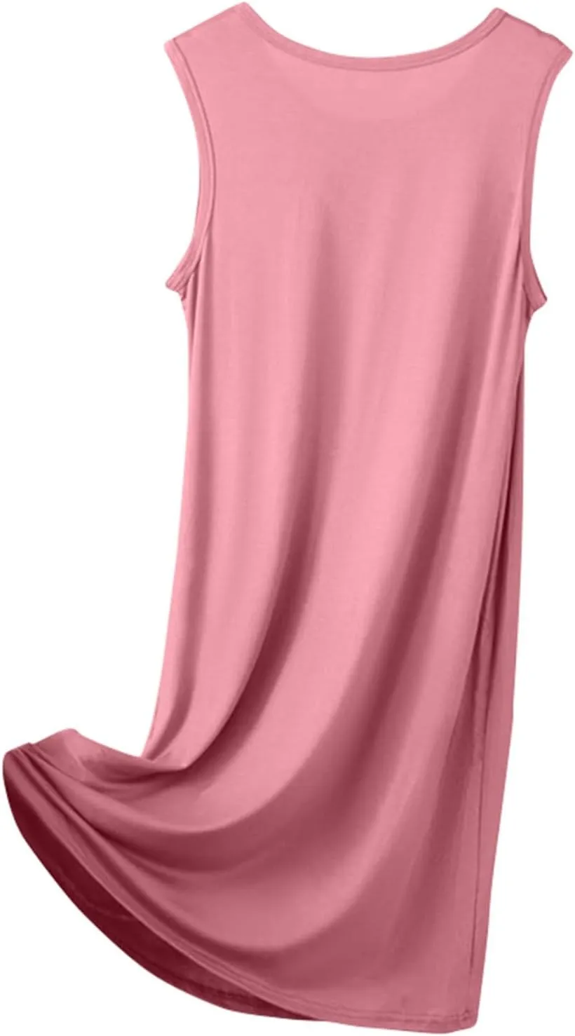 Women's Vacation Outfits Summer Casual Trendy Solid Color Sleeveless Tank Beach Dress Plus Size, XL-8XL