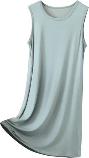 Women's Vacation Outfits Summer Casual Trendy Solid Color Sleeveless Tank Beach Dress Plus Size, XL-8XL