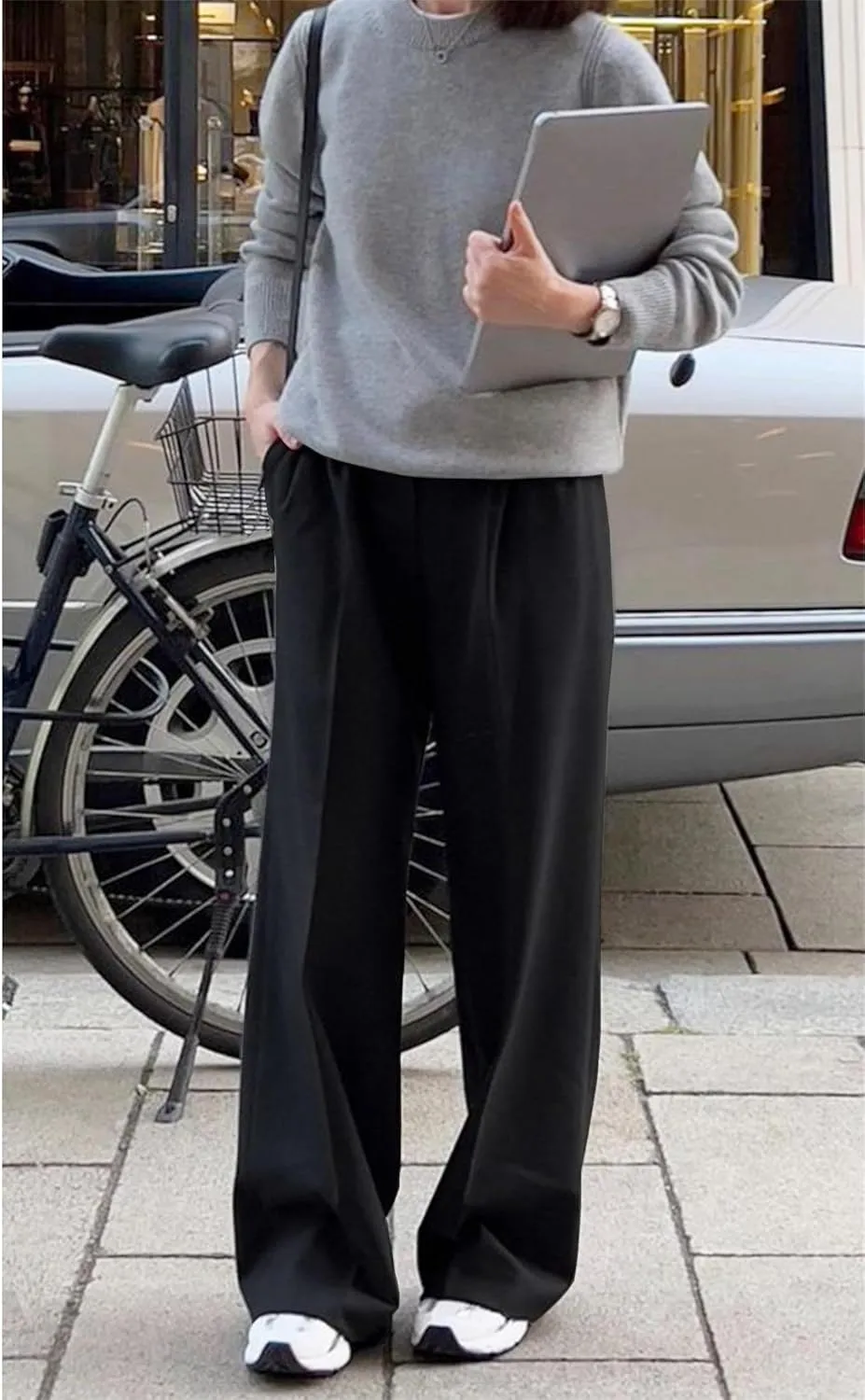 Womens Wide Leg Elastic Waisted Drawstring Lounge Pants Loose Comfy Baggy Sweatpants with Pockets Casual