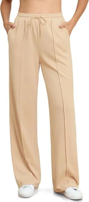 Womens Wide Leg Elastic Waisted Drawstring Lounge Pants Loose Comfy Baggy Sweatpants with Pockets Casual